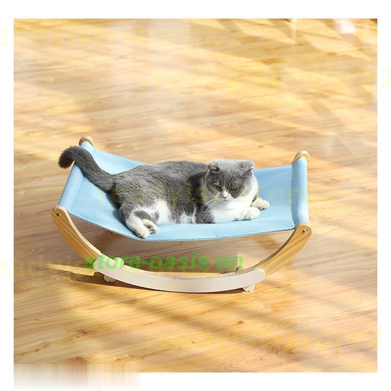 猫 ハンモック ベッド 木製 スタンド型 揺れる 多機能 運動不足