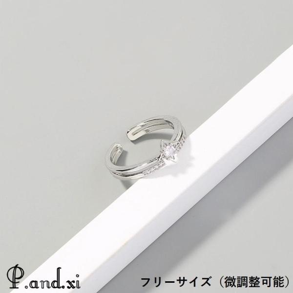 指輪 オープンリング レディース アクセサリー ラインストーン 2連風
