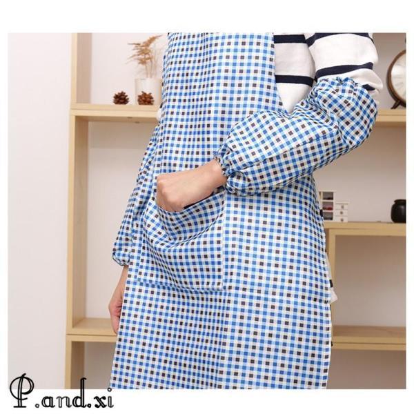 エプロン アームカバー 防水エプロン セット 防水 チェック柄 家事