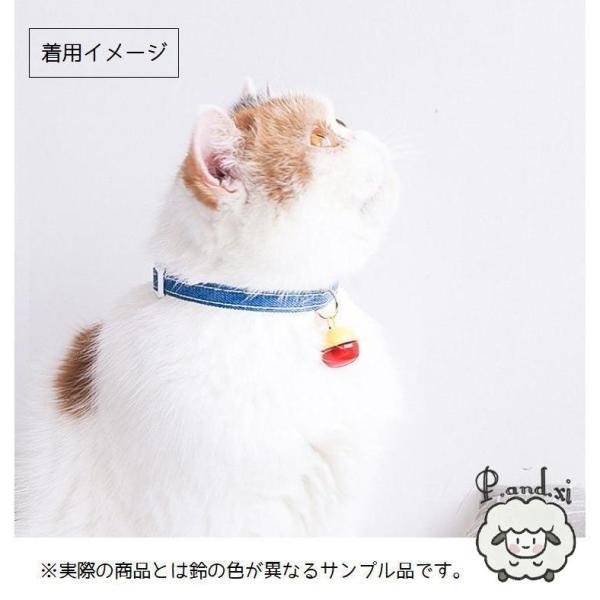 猫用首輪 鈴付き カラー チョーカー セーフティバックル デニム くびわ