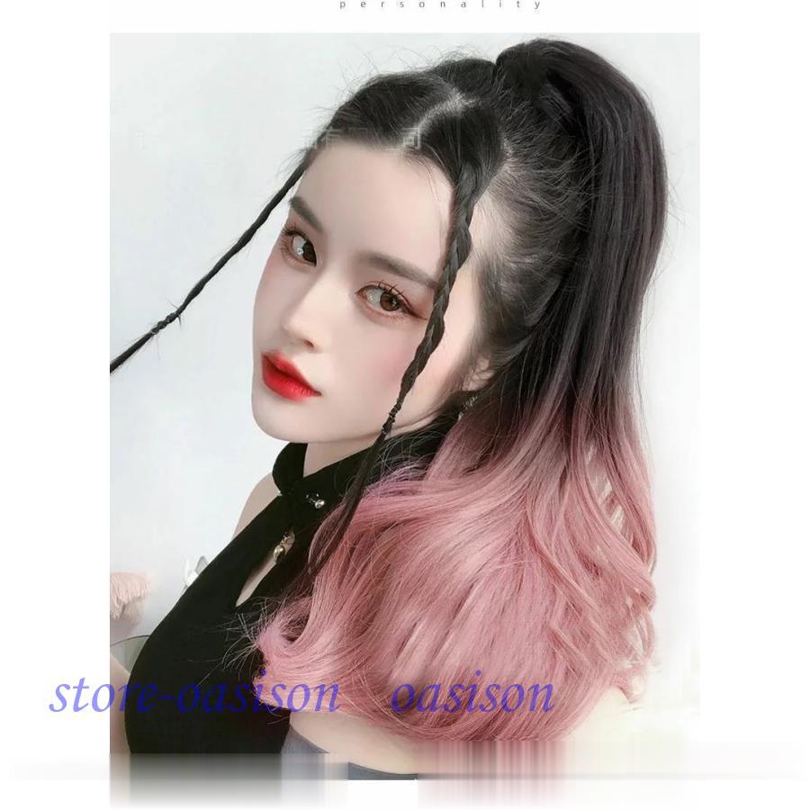 ウィッグ ポニーテール ロング 自然 クリップ グラデーション ポイント