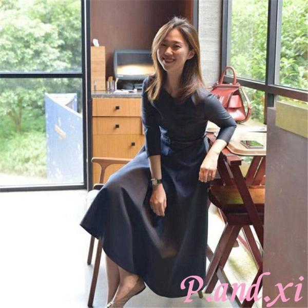 ワンピース レディース ドレス ロングワンピース 無地 Aライン ハイ