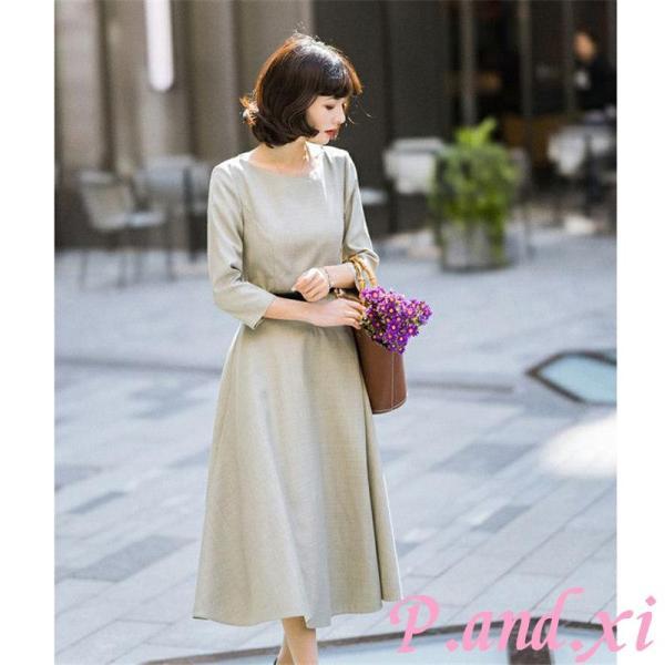 ワンピース レディース ドレス ロングワンピース 無地 Aライン ハイウエスト 着痩せ 卒業式 入学式 女子会 通勤 フォーマル かわいい 上品 ワンピース レディース ドレス ロングワンピース 無地 Aライン ハイ