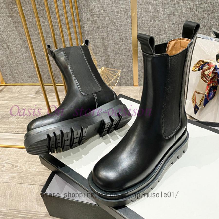 厚底ブーツ チェルシーブーツ ショートブーツ レディース ミドル丈