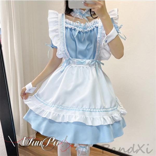 メイド服 ワンピース エプロン リボン 仮装 レディース 可愛い