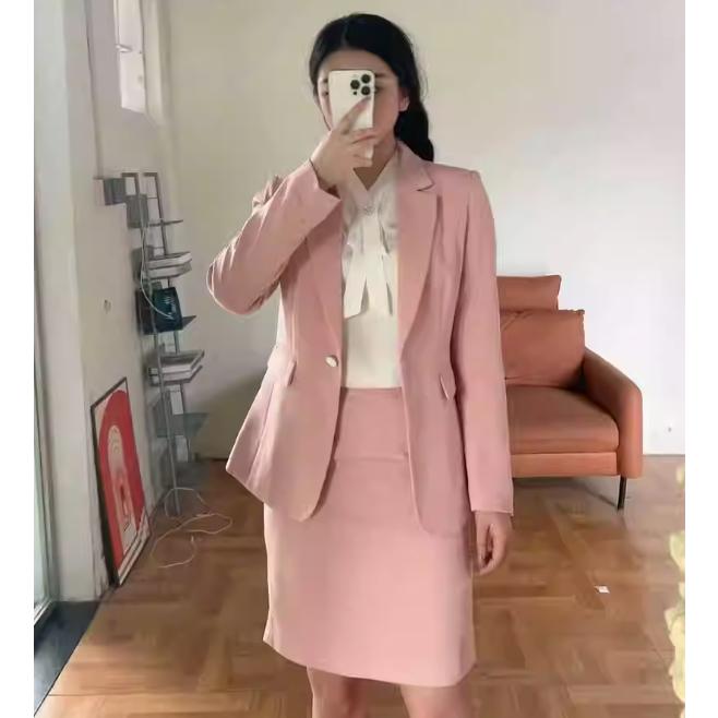 JOCONDE  ピンク スカートスーツ サイズ40 オフィス 事務服 制服 スーツ レディース スカート 2点セット仕事通勤
