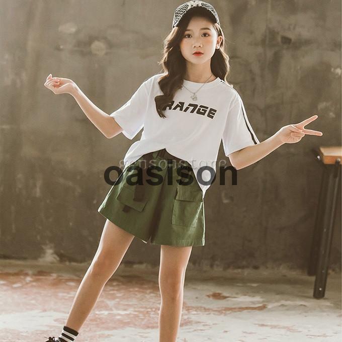 子供服 セットアップ 春夏 おしゃれ 女の子 ジュニア キッズ 上下セット Ｔシャツ 半袖 ショートパンツ 韓国子供服 ジュニア 通学 通園 カジュアル 120-170｜oasison｜05