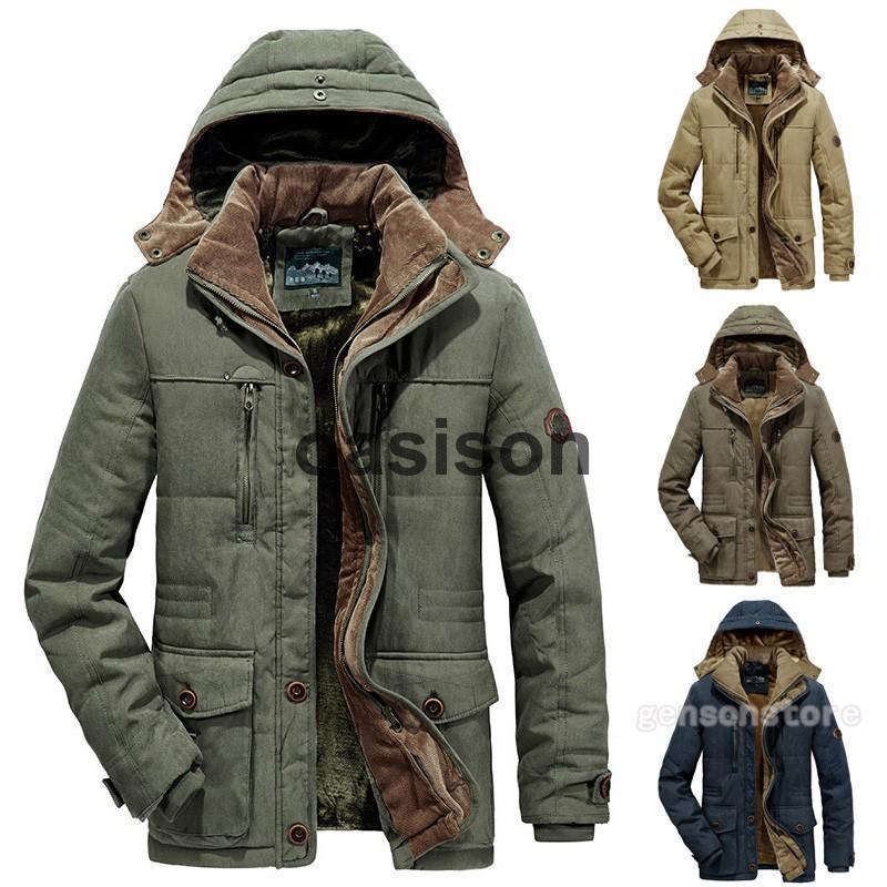 メンズ 中綿 ミリタリージャケット ダウンコート ファイバーダウン フード付き 防寒 ブルゾン ジャケット モッズコート 裏ボア あったか 秋冬 アウター 4色 | ブランド登録なし