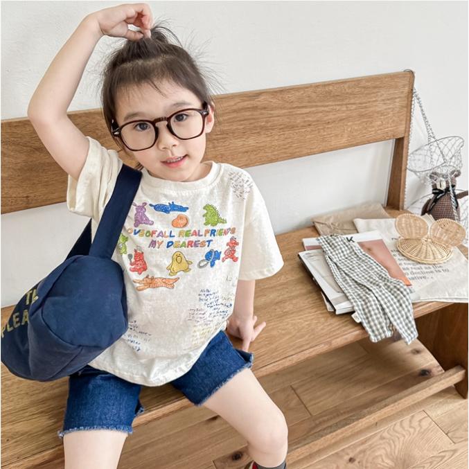 ロングT 女の子 春夏シャツワンピース チュニック 韓国子供服 半袖T 
