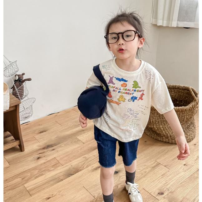 ロングT 女の子 春夏シャツワンピース チュニック 韓国子供服 半袖T 