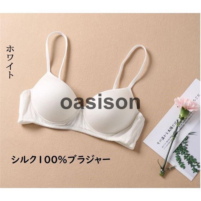 シルク モールドカップ ブラジャー S〜2L ノンワイヤー シルク ブラ 11色　インナー シルク100　tw-005｜oasison｜02