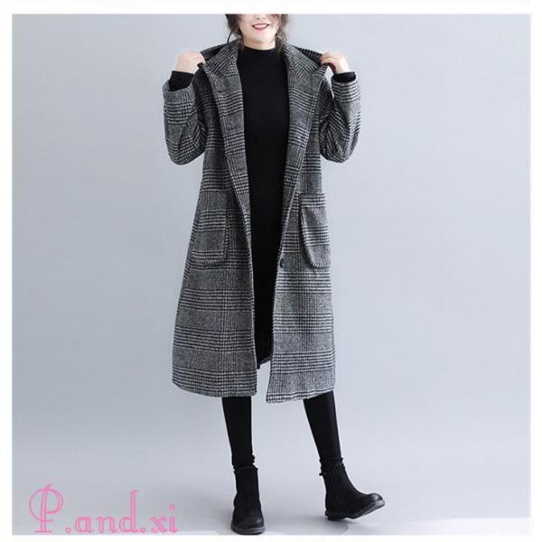 グレンチェック コート チェスターコート レディース ロングコート