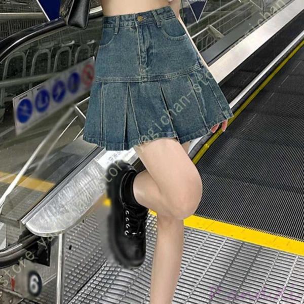 デニム ミニスカート 夏 ハイウエスト 可愛い デニムスカート aライン