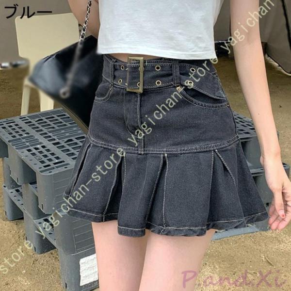 デニム ショート スカート レディース フリルスカート ミニ マーメイド
