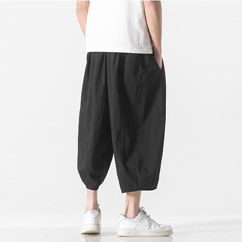 サルエルパンツ メンズ 夏 ワイド リネン 7分丈 パンツ リンネル