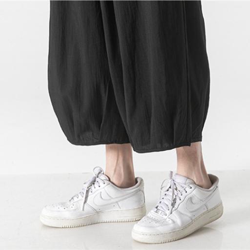 サルエルパンツ メンズ 夏 ワイド リネン 7分丈 パンツ リンネル