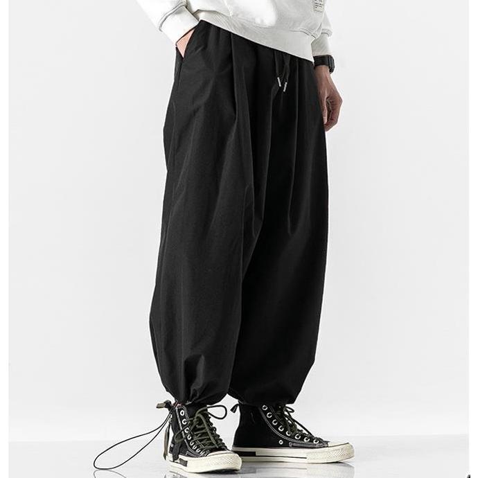 サルエルパンツ　ワイドパンツ グランジ　黒　ブラック　オーバーサイズ　y2k 爆買 サルエルパンツ メンズ ワイドパンツ 無地 アラジンパンツ