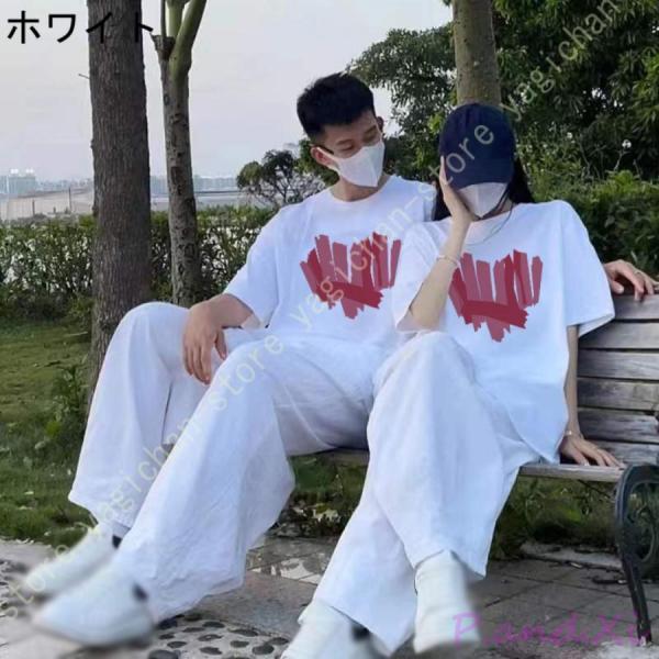 カップル ペアルック tシャツ 夏 お揃い グラデーション Tシャツ 半袖
