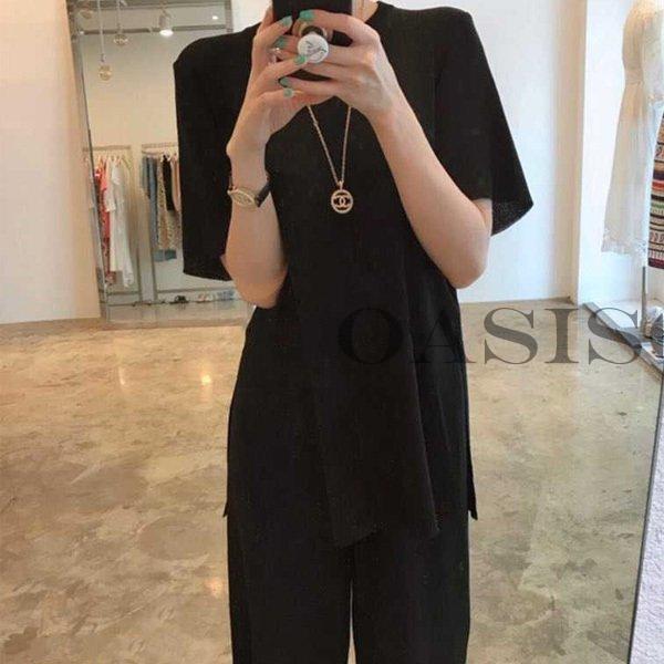 セットアップ レディース サマーニット 上下セット 快適 半袖