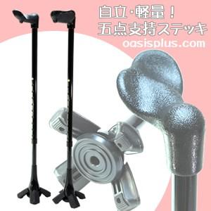 五点支持ステッキ つえたった 左右セット JTS-1-L/Rブラック