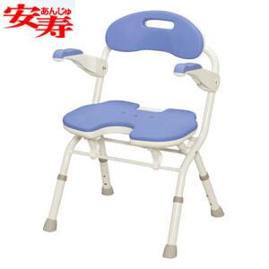 安寿 折りたたみシャワーベンチ FU ブルー 536-054 アロン化成 座面幅