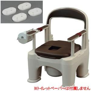 樹脂製ポータブルトイレ 座楽 ラフィーネ 長穴プラスチック便座 前後傾斜脚付き (モカブラウン) PN-L30206B パナソニックエイジフリー