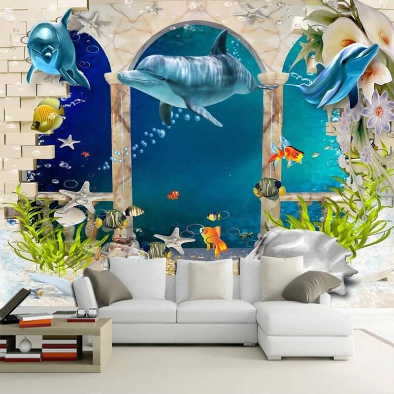 壁紙 ３d 立体 お店 リビング 子供部屋 廊下 イルカ 海 熱帯魚 レンガ 大理石 キッズ おしゃれ Diy 輸入壁紙 防水 Ae おしゃれ壁紙カーテンのペンギン堂 通販 Yahoo ショッピング