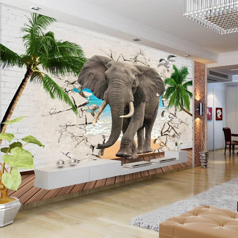 壁紙 ３d 立体 おしゃれ Diy お店 部屋 リビング 玄関 寝室 輸入壁紙 南国 動物 象 防水 Ae おしゃれ壁紙カーテンのペンギン堂 通販 Yahoo ショッピング