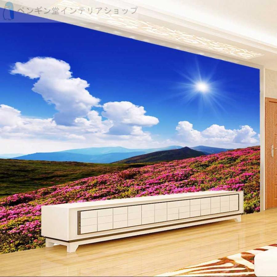 壁紙 おしゃれ ３d 立体 部屋 リビング 防水 防カビ 防音 花畑 太陽 空 立体 Ae ペンギン堂インテリアショップ 通販 Yahoo ショッピング