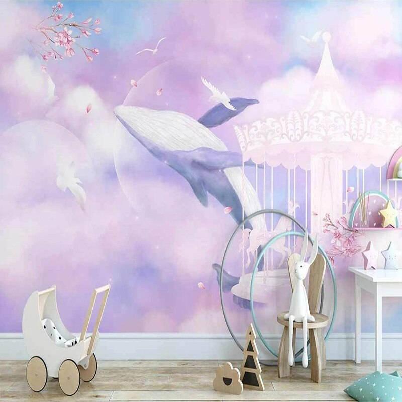 壁紙シール ３d 立体 子供部屋 お店 キッズ メリーゴーランド クジラ 空 ピンク イラスト おしゃれ Diy Pvc 輸入壁紙 防水 Be おしゃれ壁紙カーテンのペンギン堂 通販 Yahoo ショッピング
