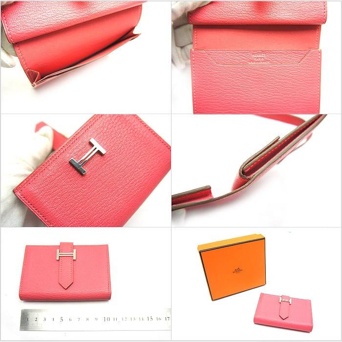 HERMES 中古 美品 HERMESエルメス 財布 ベアン・ミニ ローズ HERMES 中古 美品 HERMESエルメス 財布 ベアン・ミニ ローズ