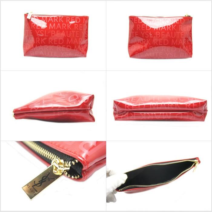 中古 美品 YVESSAINTLAURENT イヴサンローラン ポーチ レッド エナメル 