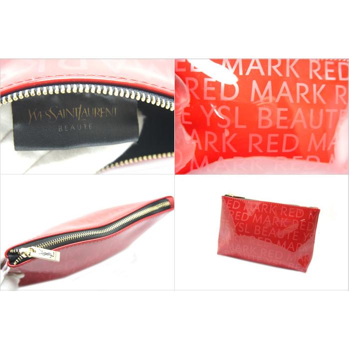 中古 美品 YVESSAINTLAURENT イヴサンローラン ポーチ レッド エナメル 