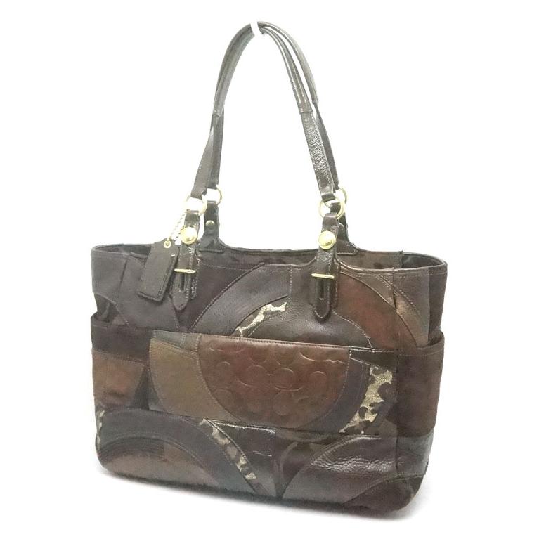 COACH 中古 良品 COACHコーチ トートバッグ オセロット パッチワーク  