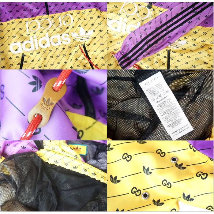 中古 良品 Gucci adidas グッチ アディダス ボンバー ジャケット サイズ40 パープル イエロー｜obatays｜03