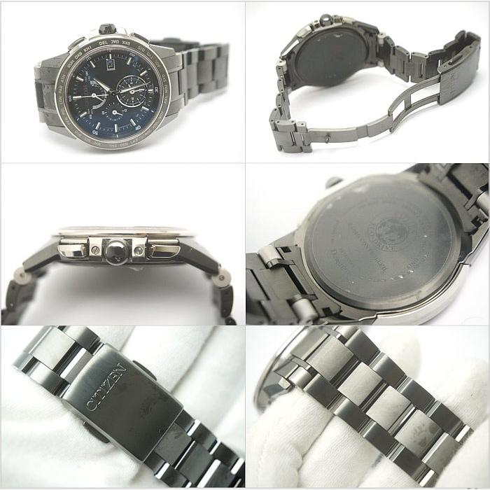 中古 美品 CITIZEN シチズン アテッサ エコドライブ メンズ 腕時計 電波ソーラー H820-T020127｜obatays｜02