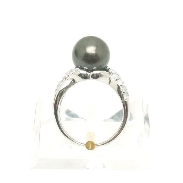 １０ｍｍ玉　黒真珠 プラチナ900リング 中古 美品 Pt900プラチナ ブラックパールリング 10mm珠 10号 : オバタ