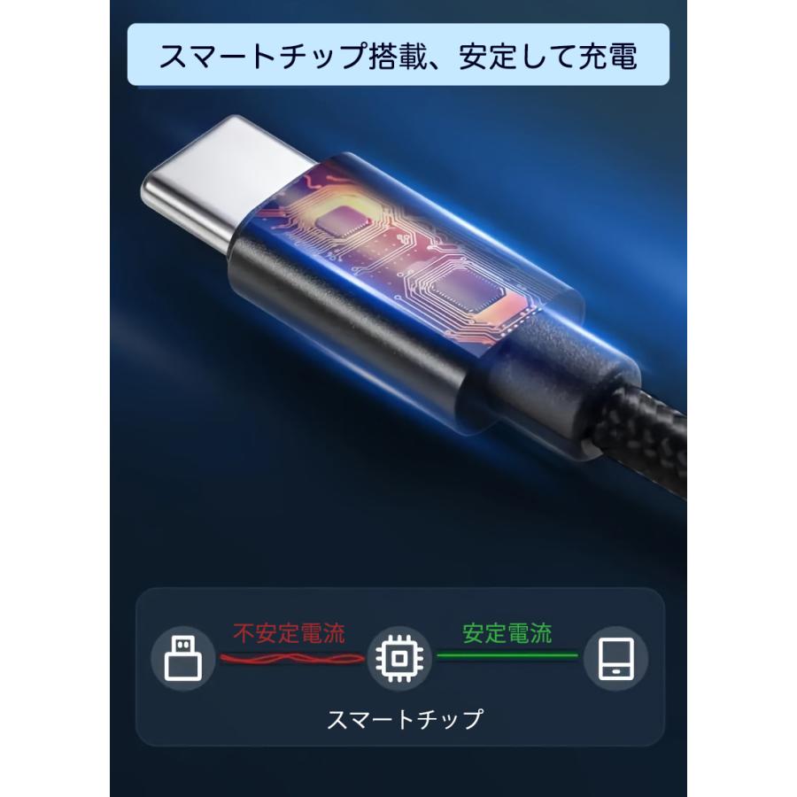 USB C ケーブル 2m 1m 爆買 type c タイプc ケーブル 絡まない 60W 急速充電 データ転送 ナイロン編み 断線防止 高耐久 iPhone17 16 Galaxy iPad Pro MacBook |  | 10