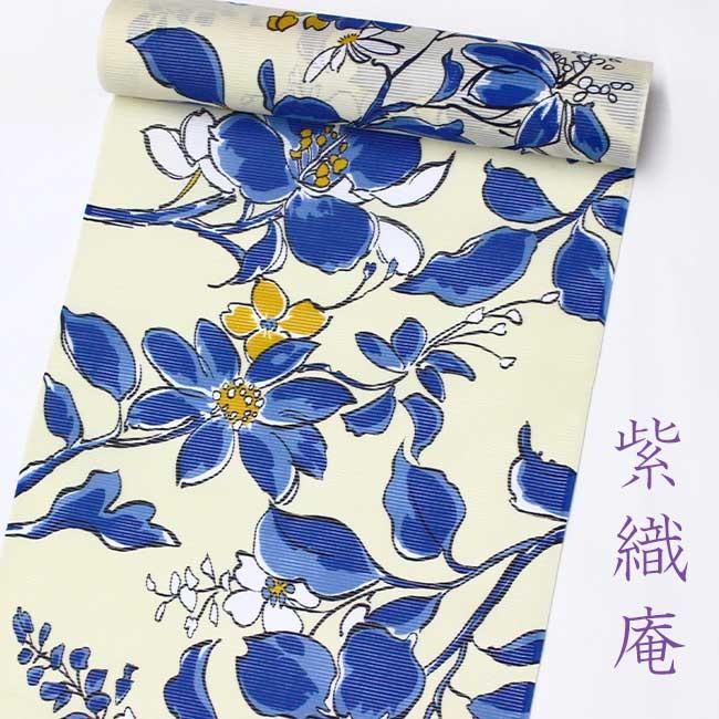 人気特価激安 大正友禅ゆかた 紫織庵 綿絽浴衣地 反物 デッサン花 生成りに紺 送料無料 日本全国送料無料 Homeofmalones Com