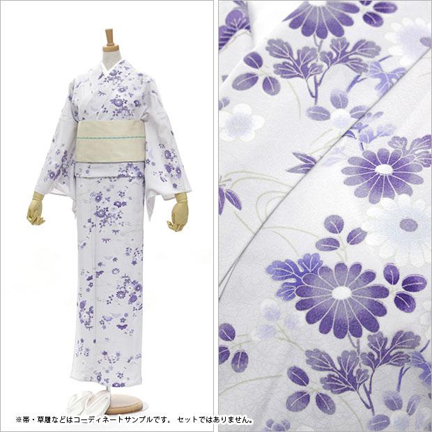 東レシルック薄紫色 花柄 小紋 着物 Lサイズ シルック 東レシルック着物 仕立て上がり単衣小紋 紋意匠生地 薄
