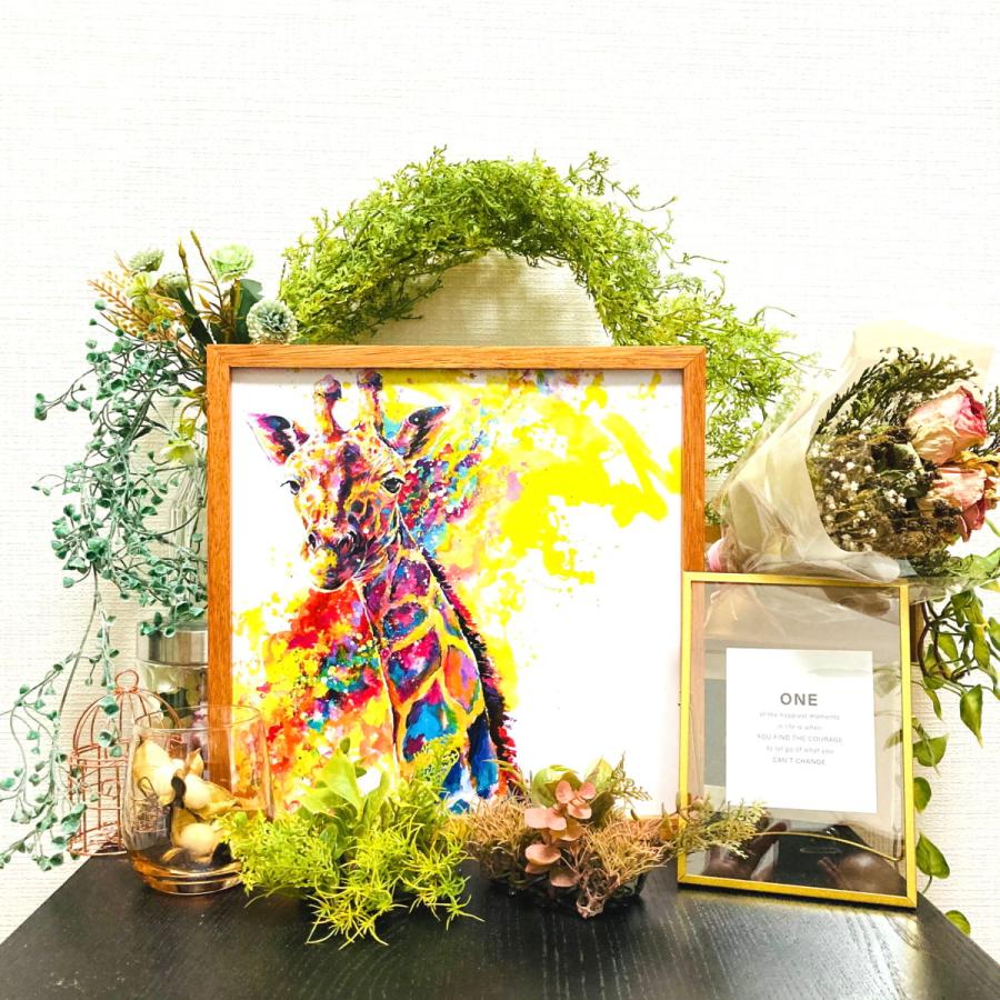 作品 : 本心の日差し 絵 絵画 麒麟 キリン きりん 縁起絵 アート 30cm