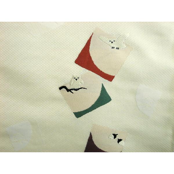 名古屋 名古屋帯 正絹名古屋帯 ふくろうの洒落柄 : がま口財布 おび蔵  