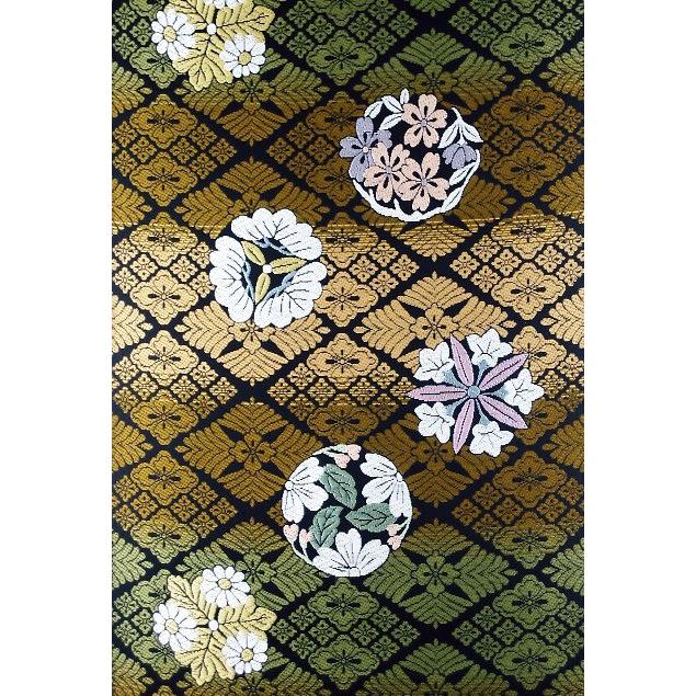 正絹 名古屋帯 西陣 佐々木織物 黒地 有職菱紋 珍し 