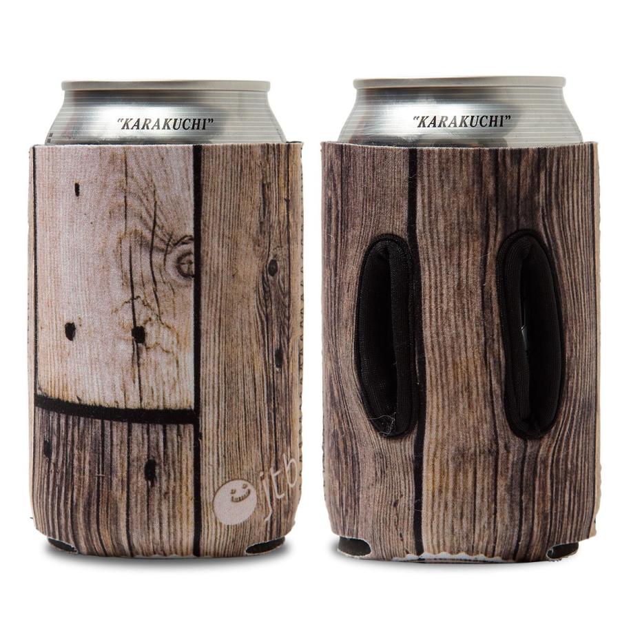 通せるクージー 350 "STAMP" Aged Wood by Objectiboo! (オブジェクティブー)｜ アウトドア キャンプ 缶ホルダー 缶カバー | 