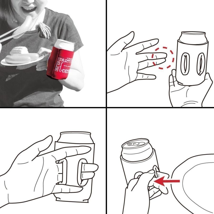 通せるクージー 350 "hide & seek" デニム x レッド by Objectiboo! (オブジェクティブー)｜アウトドア キャンプ 缶ホルダー 缶カバー |  | 03