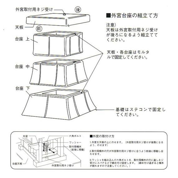 稲荷 外宮用 人工石台座2段 小 No.292 神棚 神具 お宮 祠　｜obonyouhin｜02