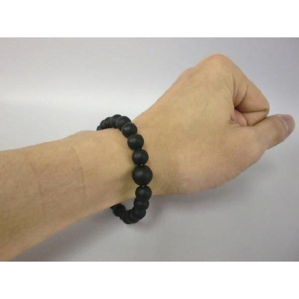 シリコンブレス つや消し黒オニキス（共仕立）【腕数珠・ブレスレット