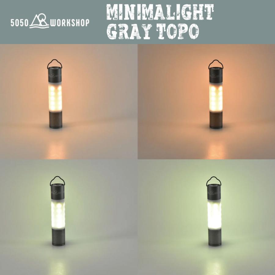 50/50 workshop ミニマライト グレー  MINIMALIGHT ハンディライト ランタン LEDライト モバイルバッテリー キャンプ アウトドア 防災 非常用｜observations｜07