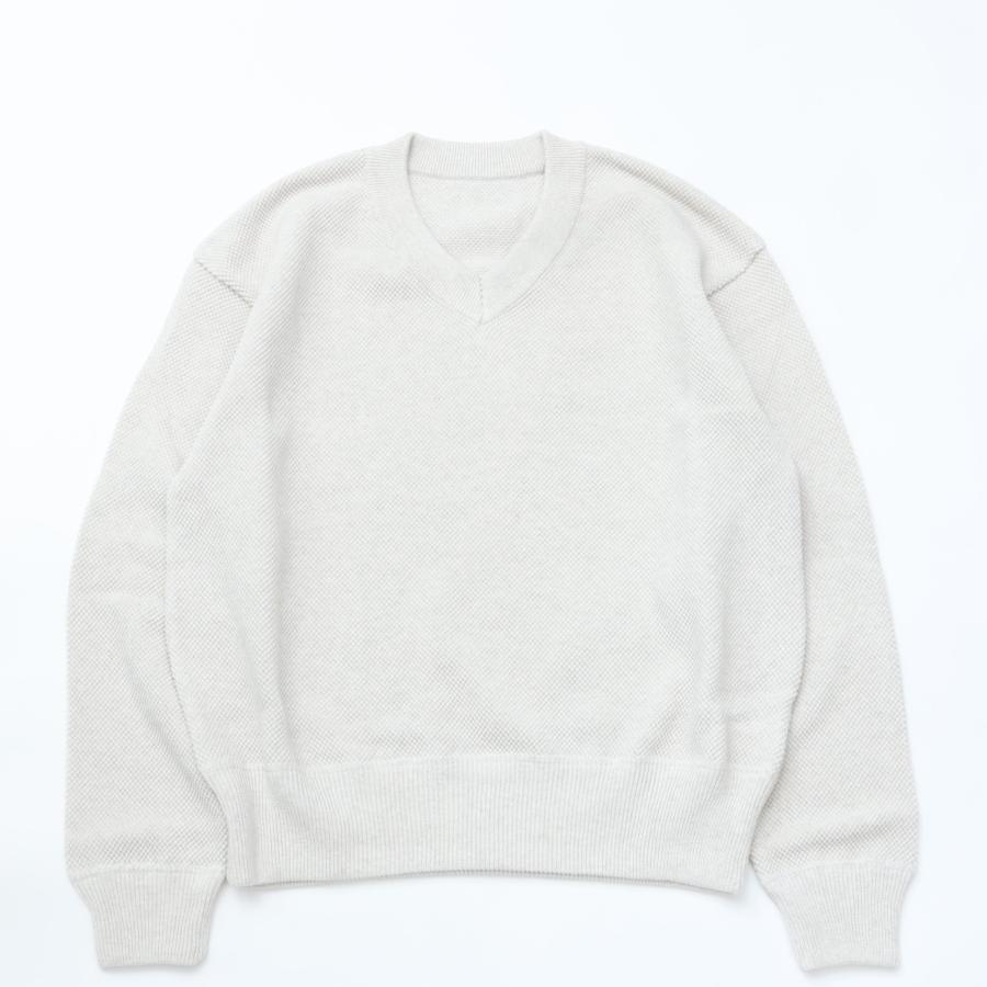 crepuscule / Moss Stitch V Neck PO OATMEAL クレプスキュール