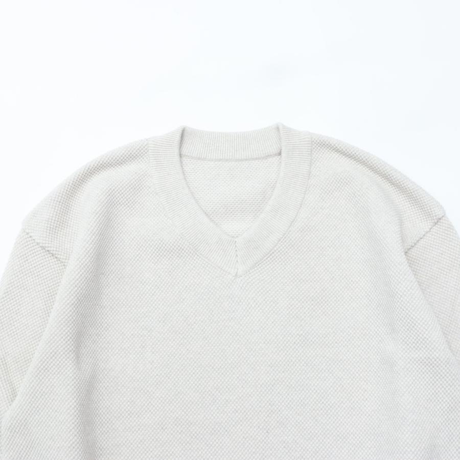 crepuscule / Moss Stitch V Neck PO OATMEAL クレプスキュール